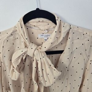 Equipment Women's Beige and Black Dot Blouse